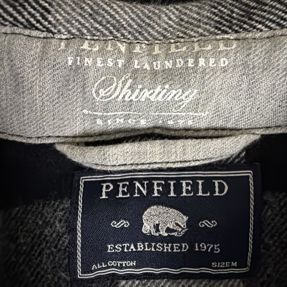 Womens Penfield M Flannel Black Plaid Double Flap Pockets LOGO Hudson Laundry Co - Picture 9 of 14